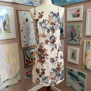 Abercrombie & Fitch Floral Linen Blend Slip Dress Midi Cottagecore Size M NWT